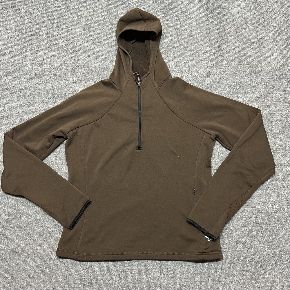 Mountain Hardwear Hoodie Womens Medium Brown 1/4 Zip Fleece Pullover USA Hiking